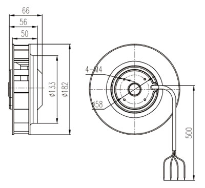 YWFB180后傾式離心風(fēng)機技術(shù)圖紙