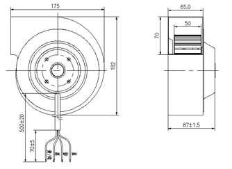 YWFF133單進風前傾式蝸殼離心風機技術圖紙